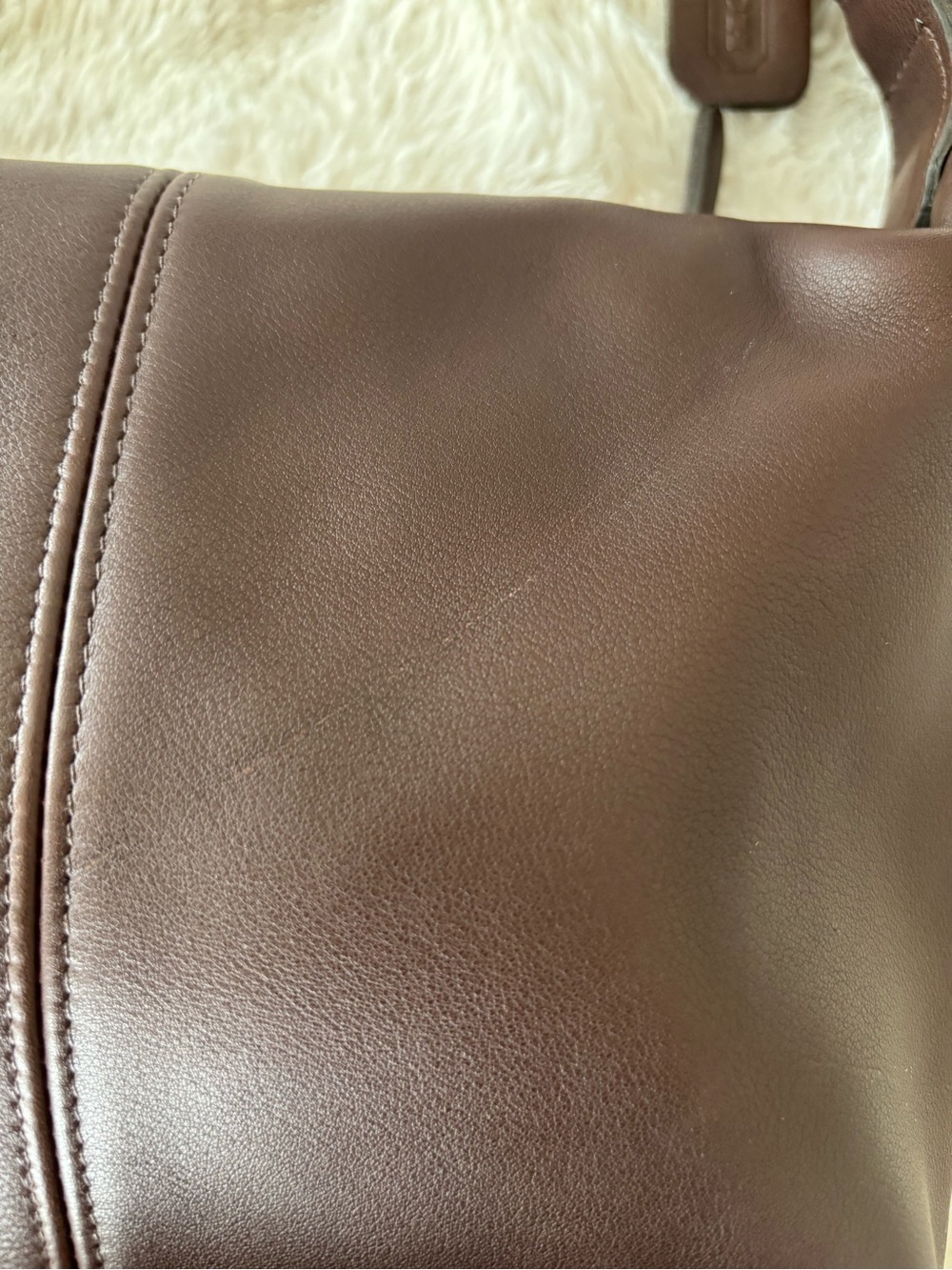 Coach Dark Brown Leather Shoulder Bag with Gold Hardware - Picture 6 of 13